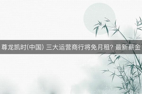 尊龙凯时(中国) 三大运营商行将免月租? 最新薪金