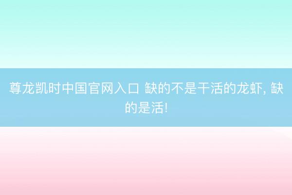尊龙凯时中国官网入口 缺的不是干活的龙虾, 缺的是活!