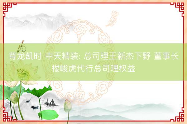 尊龙凯时 中天精装: 总司理王新杰下野 董事长楼峻虎代行总司理权益