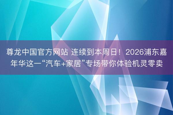 尊龙中国官方网站 连续到本周日！2026浦东嘉年华这一“汽车+家居”专场带你体验机灵零卖