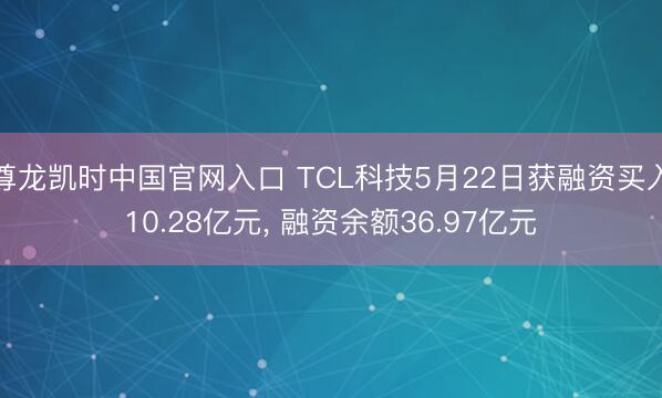 尊龙凯时中国官网入口 TCL科技5月22日获融资买入10.28亿元， 融资余额36.97亿元