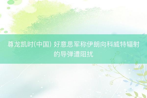 尊龙凯时(中国) 好意思军称伊朗向科威特辐射的导弹遭阻扰