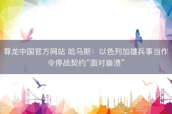 尊龙中国官方网站 哈马斯：以色列加雄兵事当作令停战契约“面对崩溃”