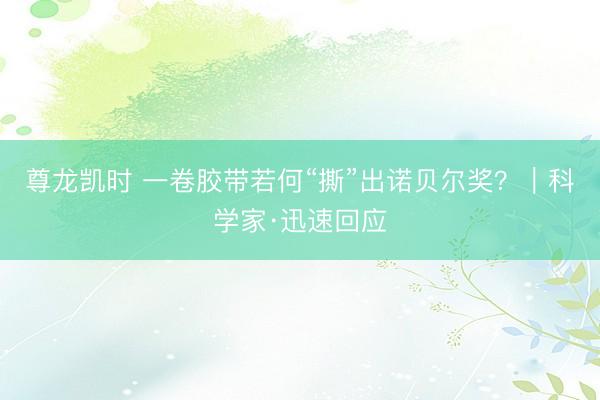 尊龙凯时 一卷胶带若何“撕”出诺贝尔奖？｜科学家·迅速回应