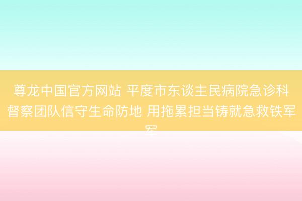 尊龙中国官方网站 平度市东谈主民病院急诊科督察团队信守生命防地 用拖累担当铸就急救铁军