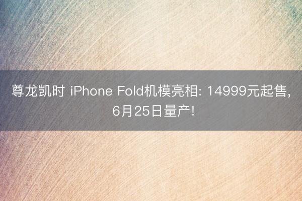 尊龙凯时 iPhone Fold机模亮相: 14999元起售， 6月25日量产!
