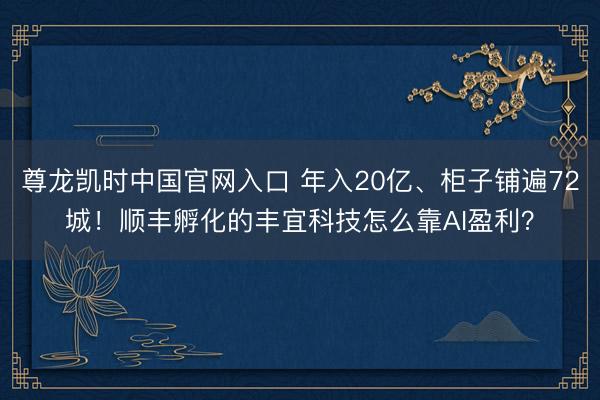 尊龙凯时中国官网入口 年入20亿、柜子铺遍72城！顺丰孵化的丰宜科技怎么靠AI盈利？