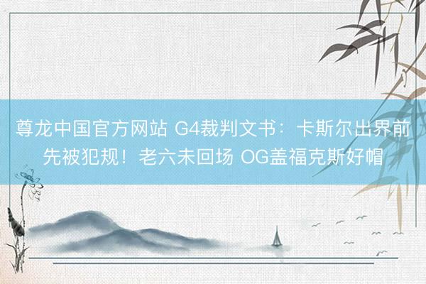 尊龙中国官方网站 G4裁判文书:卡斯尔出界前先被犯规!老六未回场 OG盖福克斯好帽