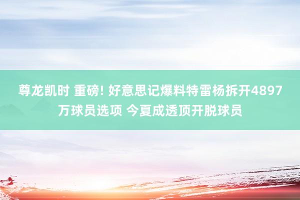 尊龙凯时 重磅! 好意思记爆料特雷杨拆开4897万球员选项 今夏成透顶开脱球员