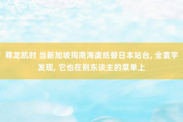 尊龙凯时 当新加坡掏南海废纸替日本站台， 全寰宇发现， 它也在别东谈主的菜单上